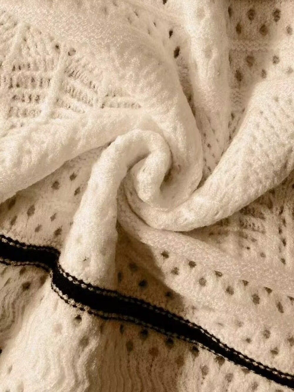 New Boho Sheer Crochet Knit Contrast Stripe Cami Maxi Dress Khaki Tan Black - Picture 8 of 10